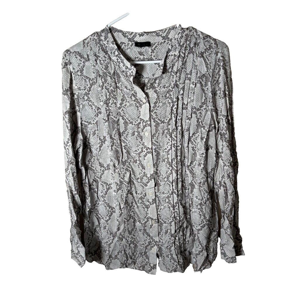 Talbots Shirt Women's Large Snake Printed Button Up Long Sleeve Printed